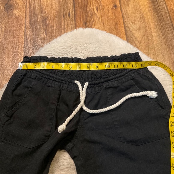 Roxy Pants Size Small Black Linen Blend Drawstring Waist Womens - Picture 7 of 11